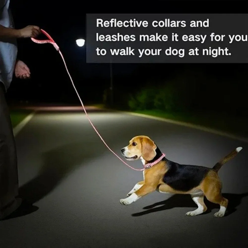 ZOOGHY Reflective Dog Collar and Leash Set Red Pink Adjustable Padded Handle